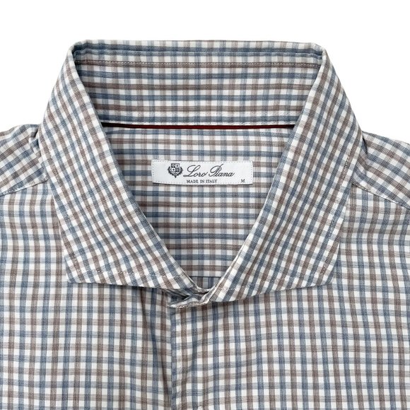 Loro Piana Cotton Striped Dress Shirt - Blue Brown | Med - Picture 4 of 11